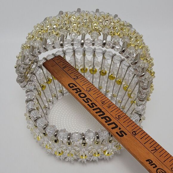 Safety Pins Beaded Handmade Wire Beads Ruffled Small Basket With Handles 2 Pcs - Picture 9 of 11